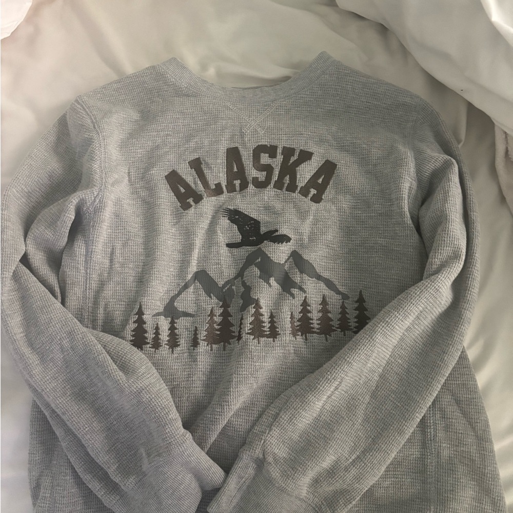 Source Unknown Gray Alaska Graphic Crewneck Sweater